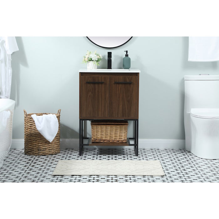 Elegant Kitchen/Bath Sloane 24" Single Bathroom Vanity, Walnut