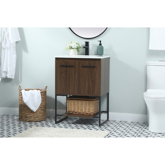 Elegant Kitchen/Bath Sloane 24" Single Bathroom Vanity, Walnut