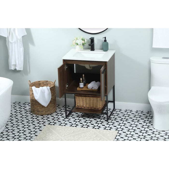 Elegant Kitchen/Bath Sloane 24" Single Bathroom Vanity, Walnut