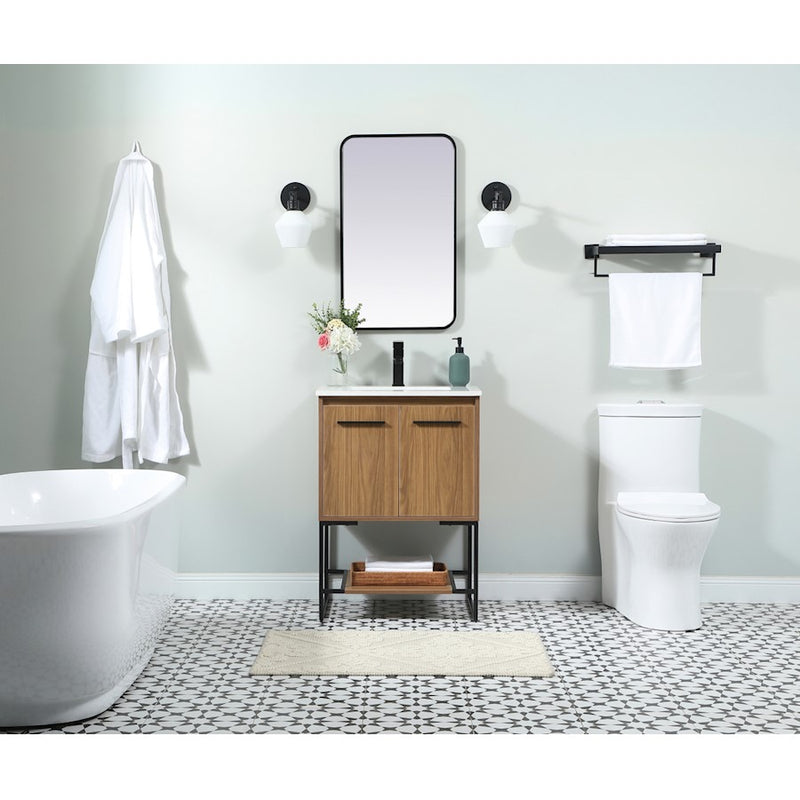 Elegant Kitchen/Bath Sloane 24" Single Bathroom Vanity, Walnut