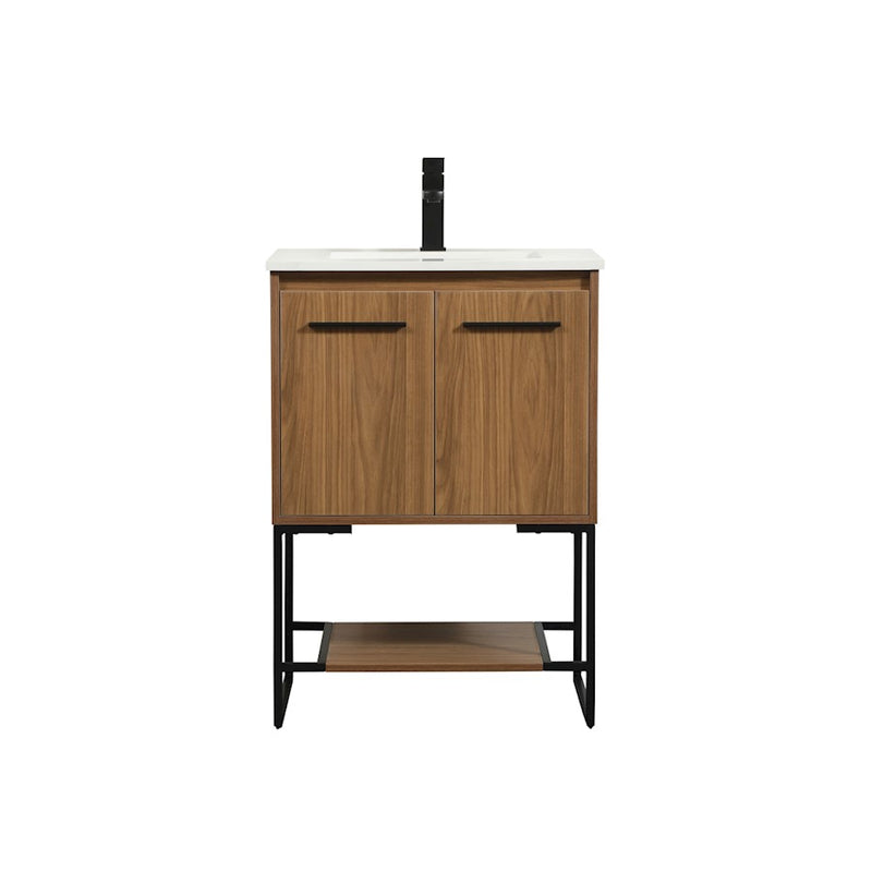 Elegant Kitchen/Bath Sloane 24" Single Bathroom Vanity, Walnut Brown - VF42524WB