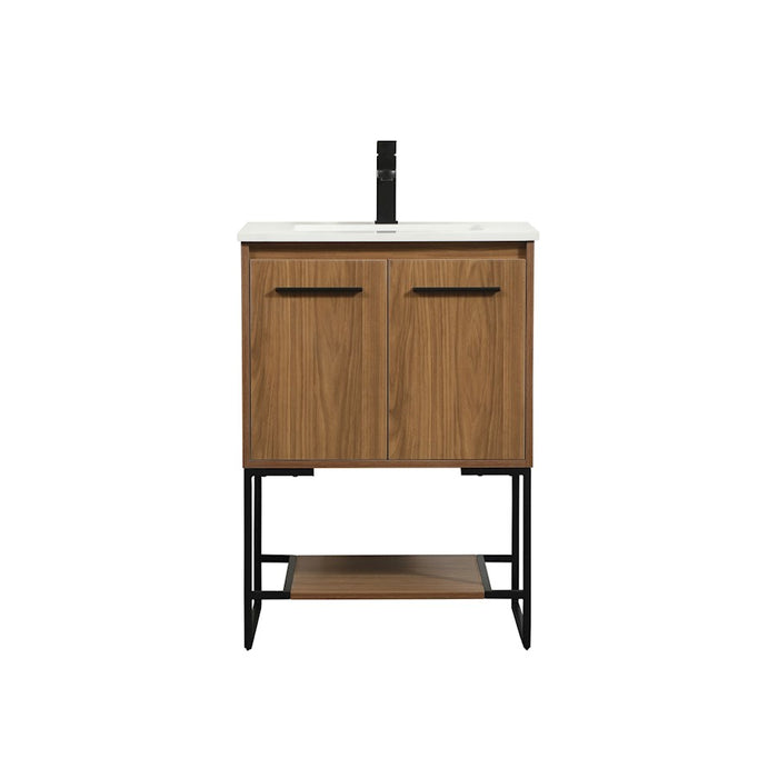 Elegant Kitchen/Bath Sloane 24" Single Bathroom Vanity, Walnut Brown - VF42524WB