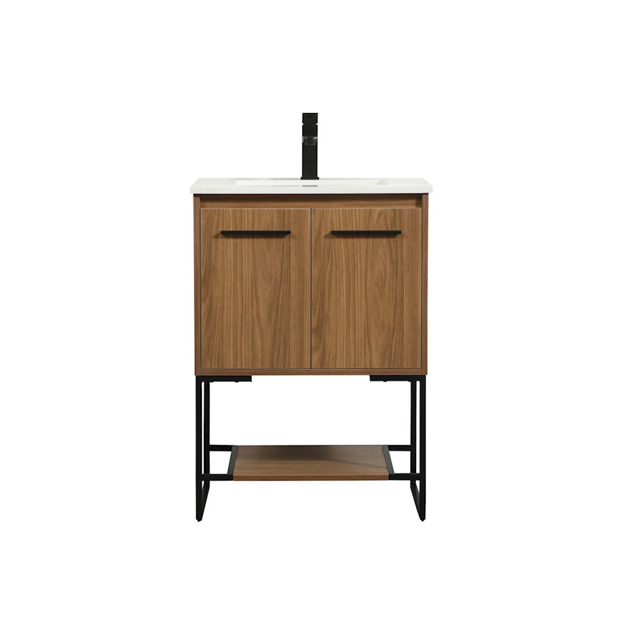 Elegant Kitchen/Bath Sloane 24" Single Bathroom Vanity, Walnut Brown - VF42524WB