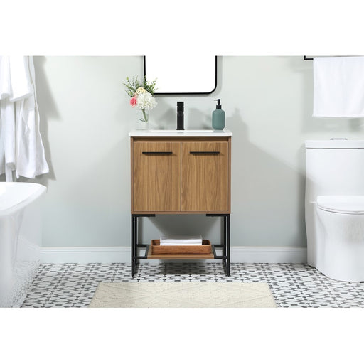Elegant Kitchen/Bath Sloane 24" Single Bathroom Vanity, Walnut Brown