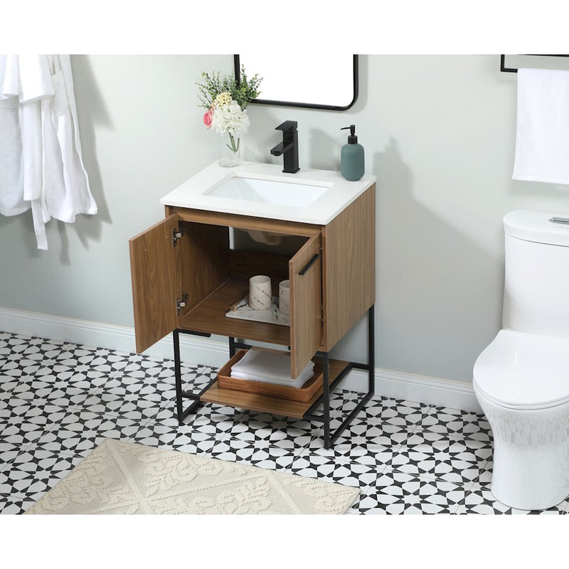 Elegant Kitchen/Bath Sloane 24" Single Bathroom Vanity, Walnut Brown