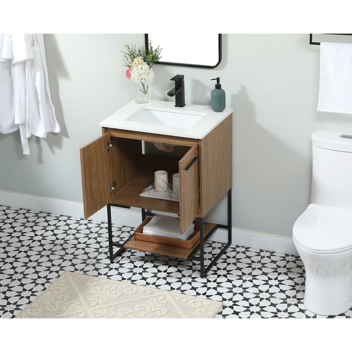Elegant Kitchen/Bath Sloane 24" Single Bathroom Vanity, Walnut Brown