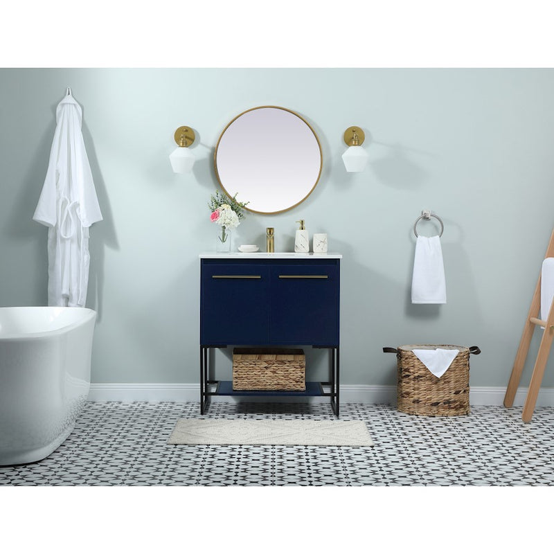 Elegant Kitchen/Bath Sloane 24" Single Bathroom Vanity, Walnut Brown
