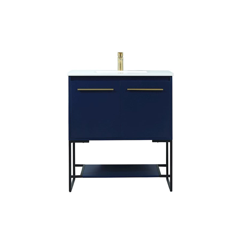 Elegant Kitchen/Bath Sloane 30" Single Bathroom Vanity, Blue - VF42530MBL