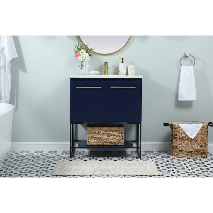 Elegant Kitchen/Bath Sloane 30" Single Bathroom Vanity, Blue