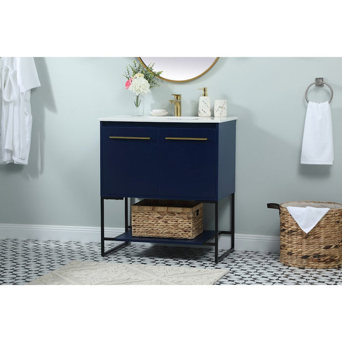 Elegant Kitchen/Bath Sloane 30" Single Bathroom Vanity, Blue