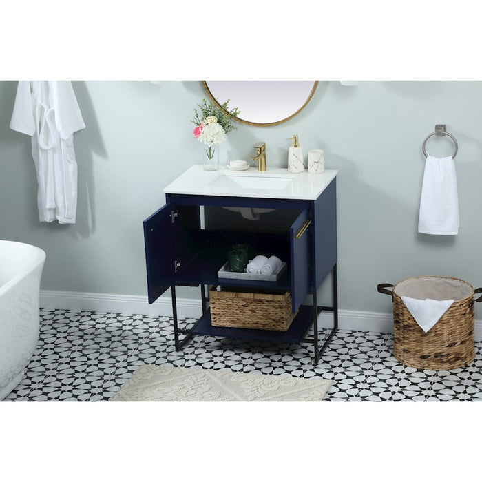 Elegant Kitchen/Bath Sloane 30" Single Bathroom Vanity, Blue