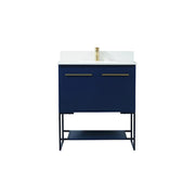 Elegant Sloane 30" Single Bathroom Vanity, Blue/Backsplash - VF42530MBL-BS