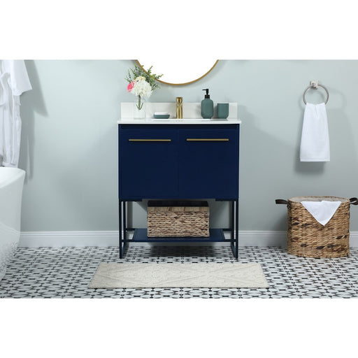 Elegant Sloane 30" Single Bathroom Vanity, Blue/Backsplash