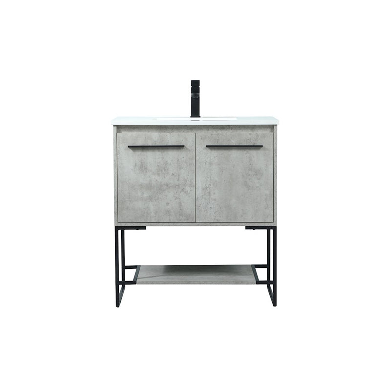 Elegant Sloane 30" Single Bathroom Vanity, Concrete Grey - VF42530MCG