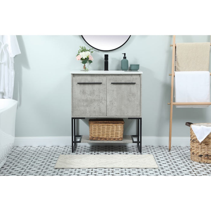 Elegant Sloane 30" Single Bathroom Vanity, Concrete Grey