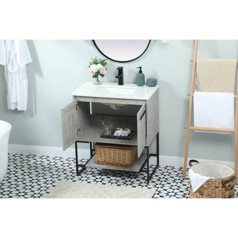 Elegant Sloane 30" Single Bathroom Vanity, Concrete Grey