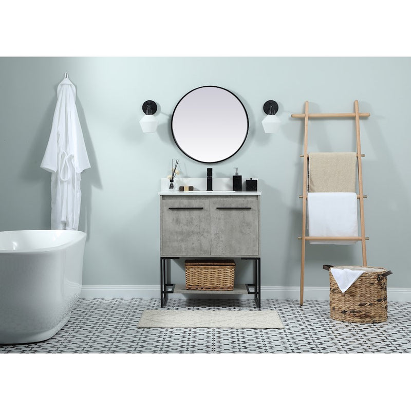 Elegant Sloane 30" Single Bathroom Vanity, Concrete Grey