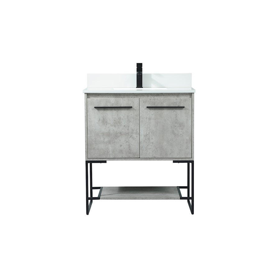 Elegant Sloane 30" Single Vanity, Concrete Grey/Backsplash - VF42530MCG-BS