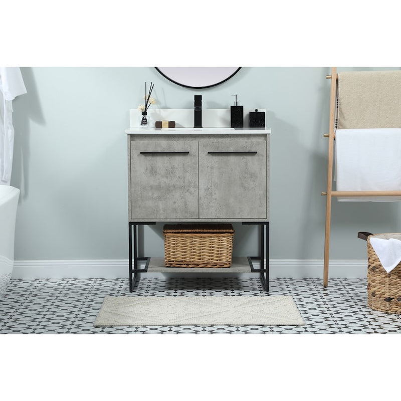 Elegant Sloane 30" Single Vanity, Concrete Grey/Backsplash