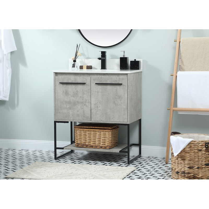Elegant Sloane 30" Single Vanity, Concrete Grey/Backsplash