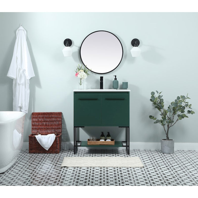 Elegant Sloane 30" Single Vanity, Concrete Grey/Backsplash