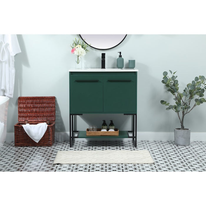 Elegant Kitchen/Bath Sloane 30" Single Bathroom Vanity, Green