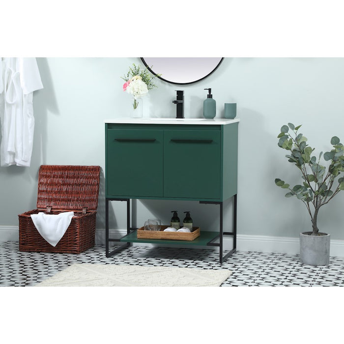 Elegant Kitchen/Bath Sloane 30" Single Bathroom Vanity, Green