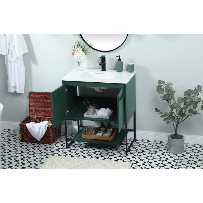 Elegant Kitchen/Bath Sloane 30" Single Bathroom Vanity, Green