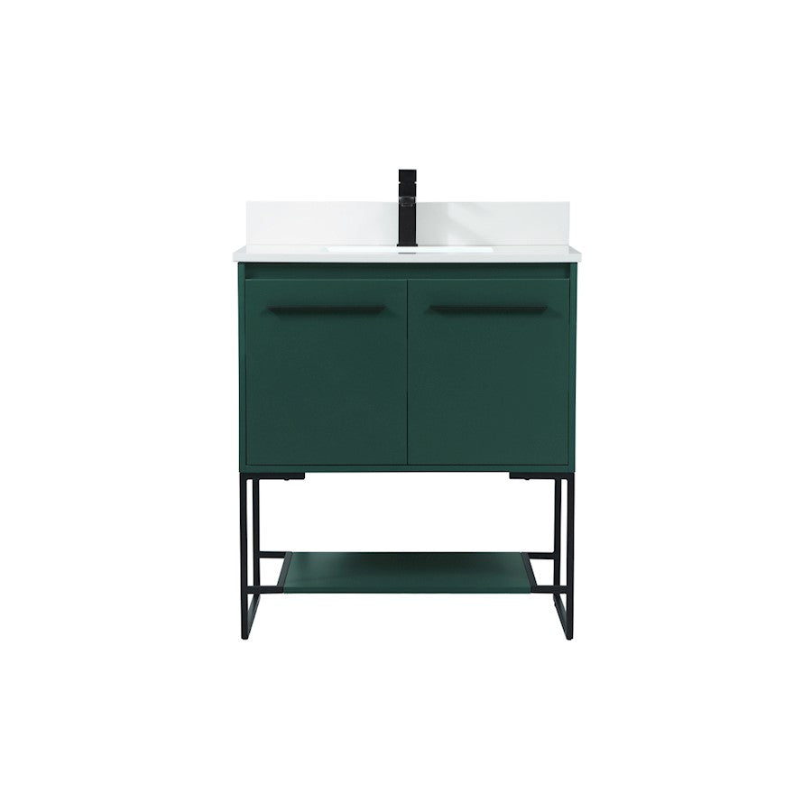 Elegant Sloane 30" Single Bathroom Vanity, Green/Backsplash - VF42530MGN-BS