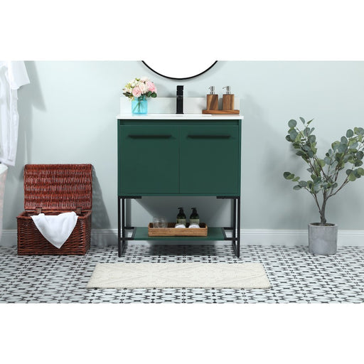 Elegant Sloane 30" Single Bathroom Vanity, Green/Backsplash