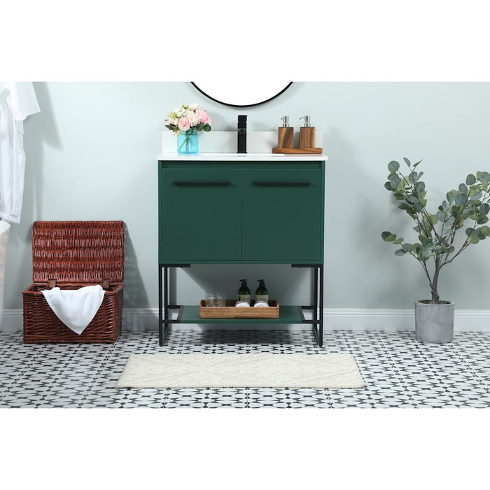 Elegant Sloane 30" Single Bathroom Vanity, Green/Backsplash