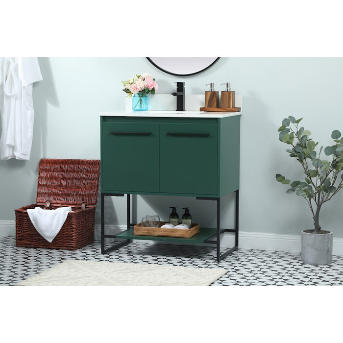Elegant Sloane 30" Single Bathroom Vanity, Green/Backsplash