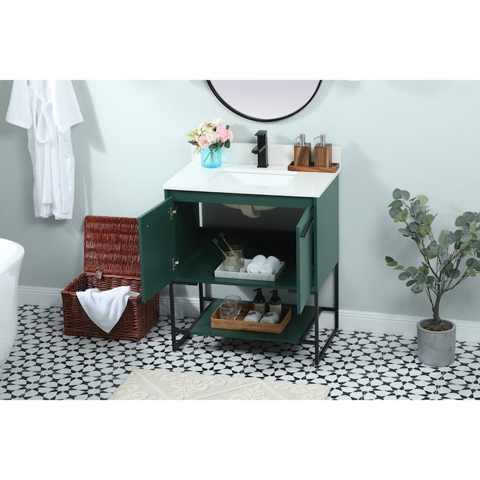 Elegant Sloane 30" Single Bathroom Vanity, Green/Backsplash