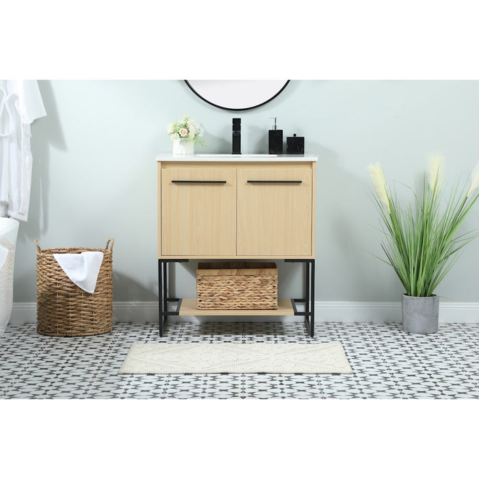 Elegant Kitchen/Bath Sloane 30" Single Bathroom Vanity, Maple