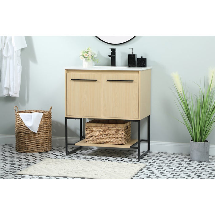 Elegant Kitchen/Bath Sloane 30" Single Bathroom Vanity, Maple