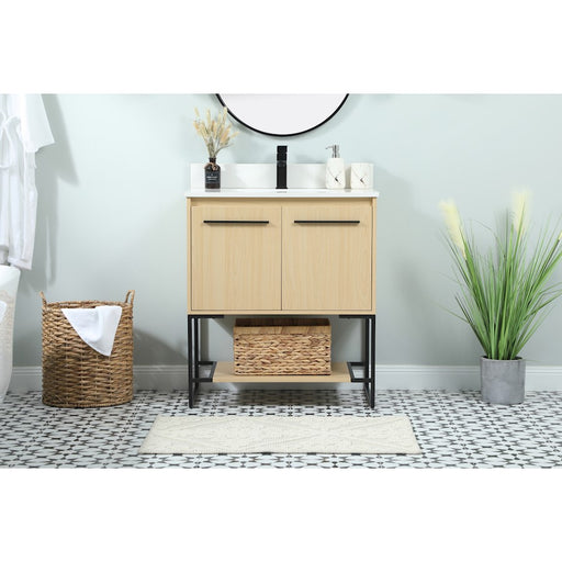 Elegant Sloane 30" Single Bathroom Vanity, Maple/Backsplash