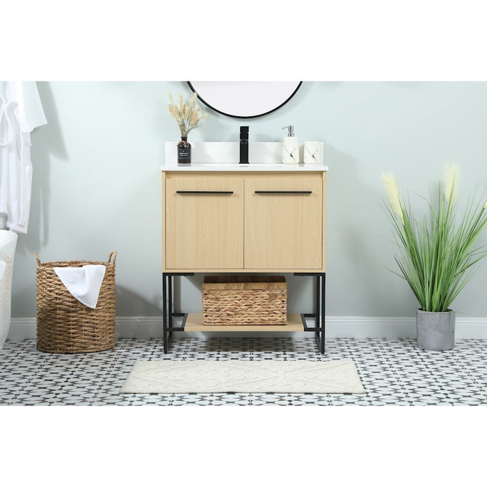 Elegant Sloane 30" Single Bathroom Vanity, Maple/Backsplash