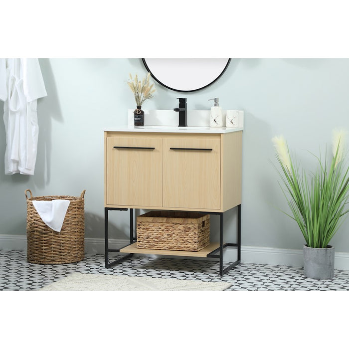 Elegant Sloane 30" Single Bathroom Vanity, Maple/Backsplash