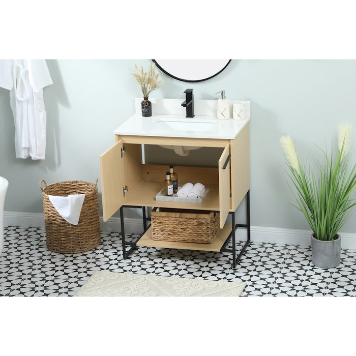 Elegant Sloane 30" Single Bathroom Vanity, Maple/Backsplash