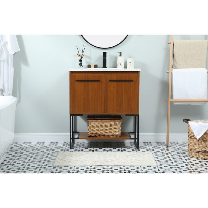 Elegant Kitchen/Bath Sloane 30" Single Bathroom Vanity, Teak