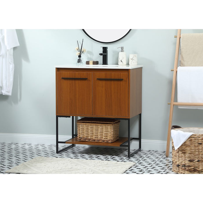 Elegant Kitchen/Bath Sloane 30" Single Bathroom Vanity, Teak
