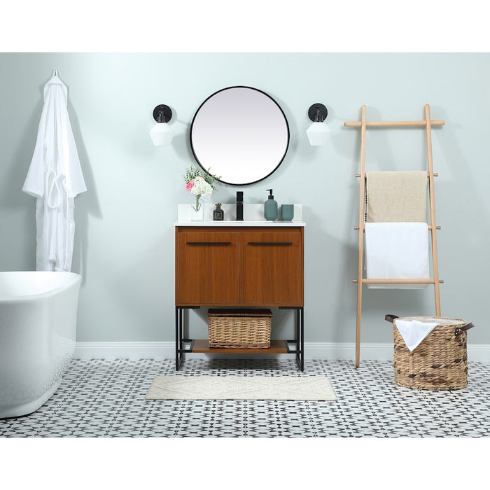 Elegant Kitchen/Bath Sloane 30" Single Bathroom Vanity, Teak