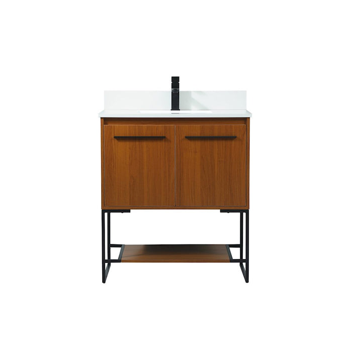 Elegant Sloane 30" Single Bathroom Vanity, Teak/Backsplash - VF42530MTK-BS