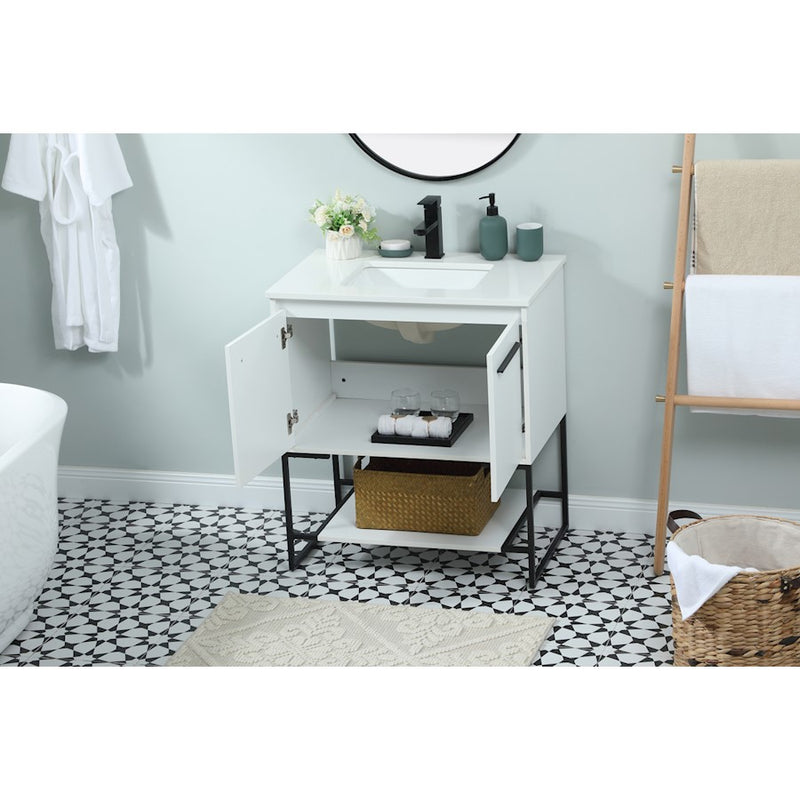 Elegant Kitchen/Bath Sloane 30" Single Bathroom Vanity, White