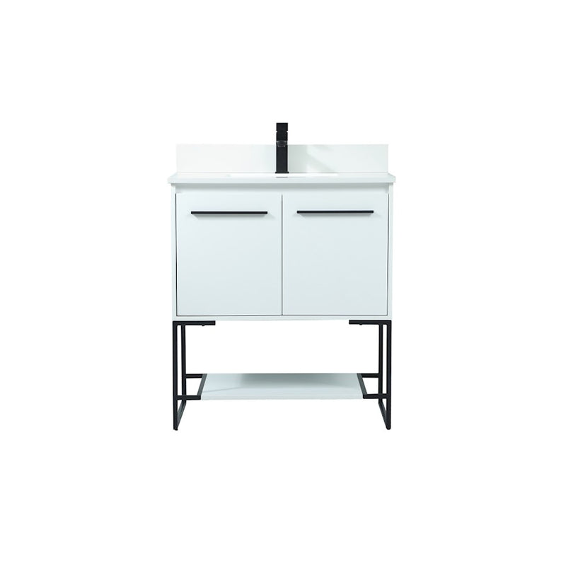 Elegant Sloane 30" Single Bathroom Vanity, White/Backsplash - VF42530MWH-BS