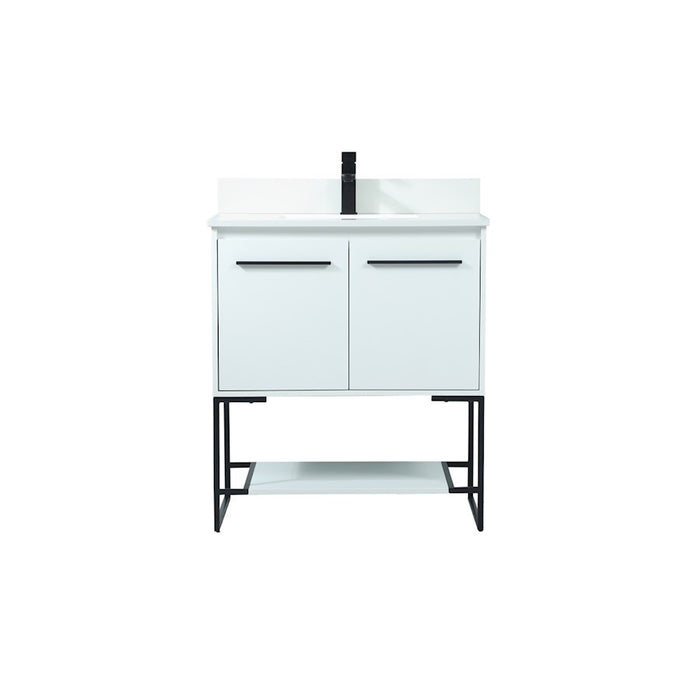 Elegant Sloane 30" Single Bathroom Vanity, White/Backsplash - VF42530MWH-BS