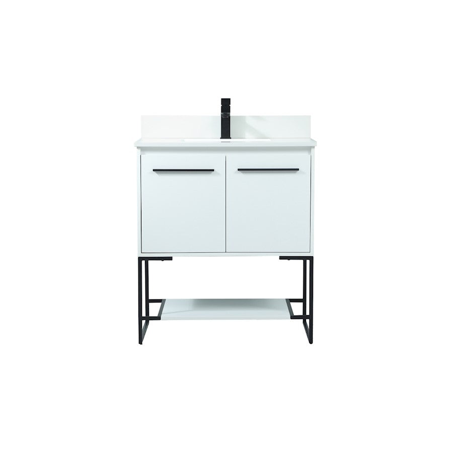 Elegant Sloane 30" Single Bathroom Vanity, White/Backsplash - VF42530MWH-BS