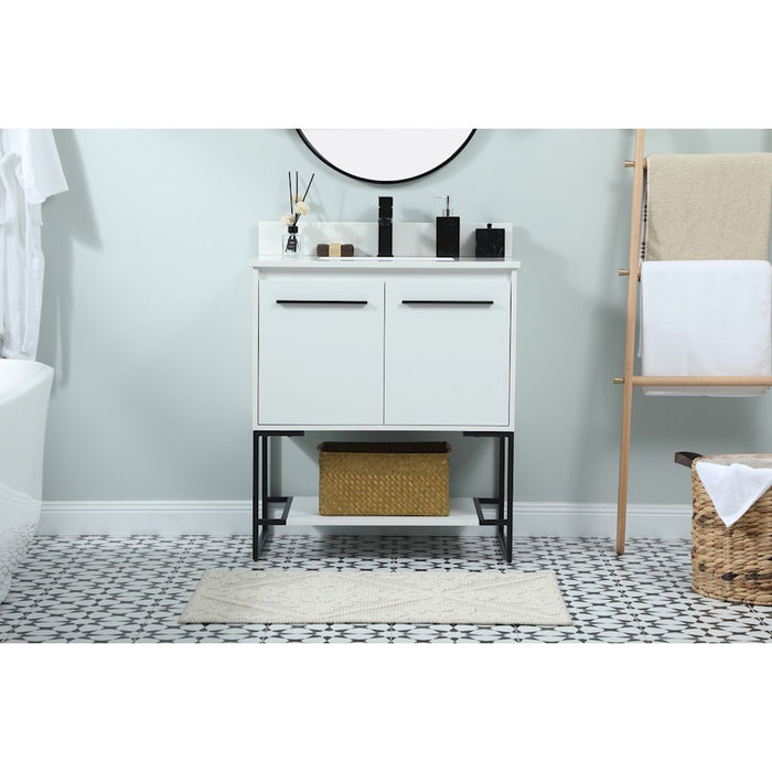 Elegant Sloane 30" Single Bathroom Vanity, White/Backsplash