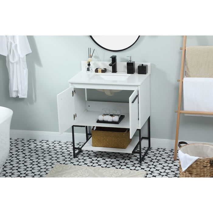 Elegant Sloane 30" Single Bathroom Vanity, White/Backsplash