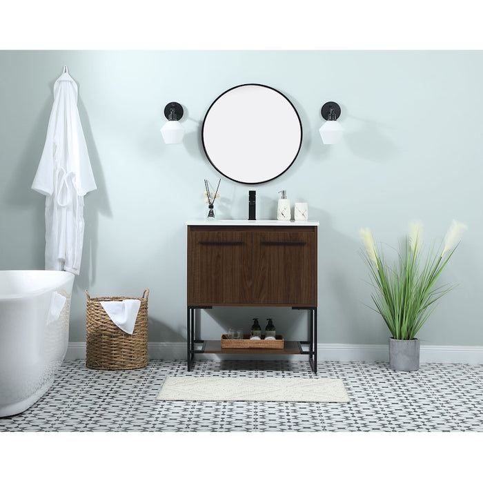 Elegant Sloane 30" Single Bathroom Vanity, White/Backsplash